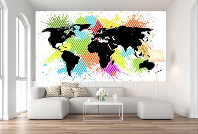T0729 Фототапет Абстрактна цветна карта на света