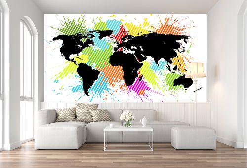 T0729 Wallpaper Abstract color map of the world