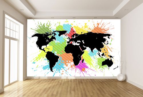 T0729 Wallpaper Abstract color map of the world