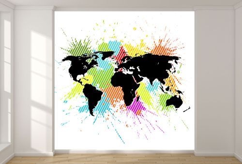 T0729 Wallpaper Abstract color map of the world