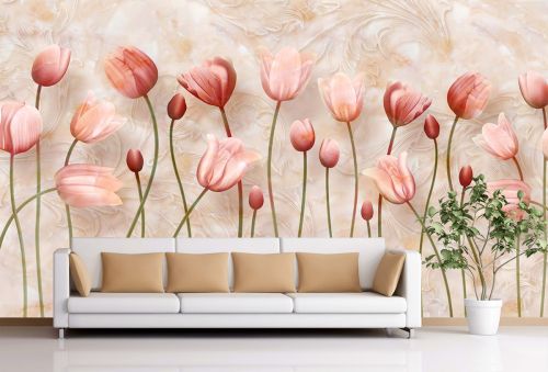 T9002 Wallpaper 3D Delicate tulips