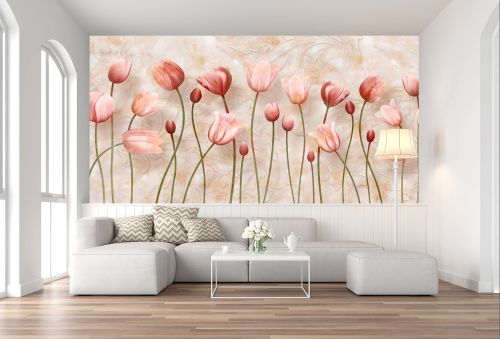 T9002 Wallpaper 3D Delicate tulips