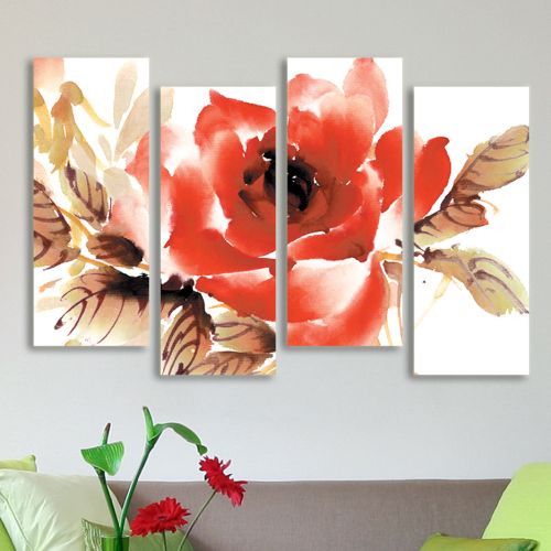 0101 Wall art decoration (set of 4 pieces)  Stylish rose