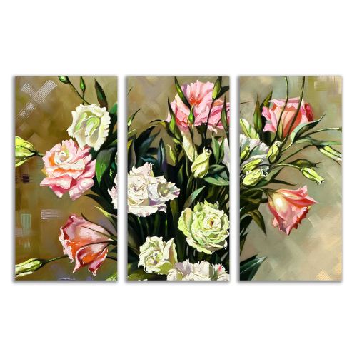 0019 Wall art decoration (set of 3 pieces)  Delicate roses