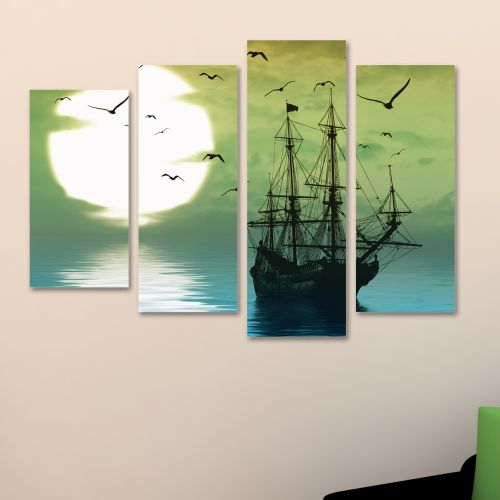 0100 Wall art decoration (set of 4 pieces) Sailfish