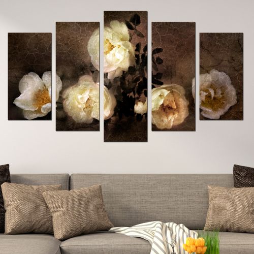 0009 Wall art decoration (set of 5 pieces)  Wild roses