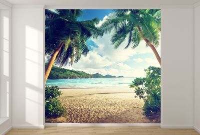 T9043 Фототапет Красив плаж с палми