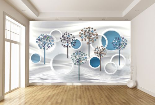 T9053 Wallpaper 3D Circles and Dandelions