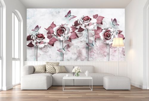 T9059 Wallpaper 3D Abstract roses