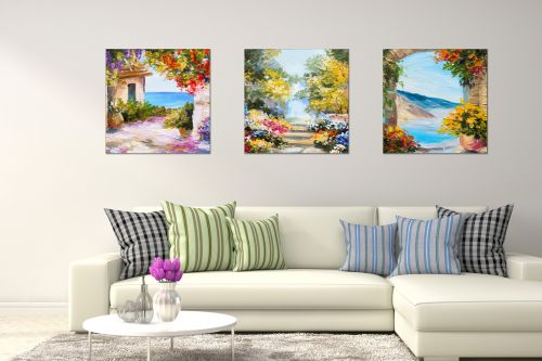 0756 Wall art decoration (set of 3 pieces) Colorful landscapes