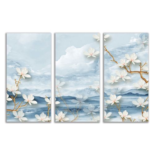 9024 Wall art decoration (set of 3 pieces) Abstract landscape and flowers