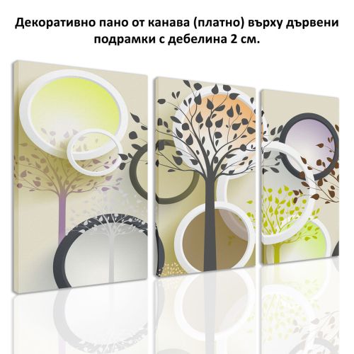 9024 Wall art decoration (set of 3 pieces) Abstract trees and circles