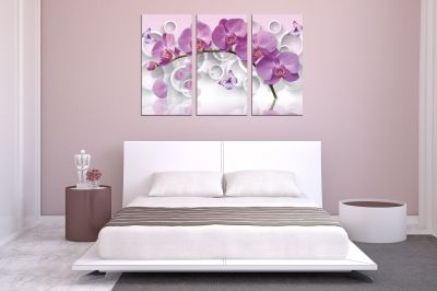 9013 Картина пано от 3 части Лилави орхидеи за спалня