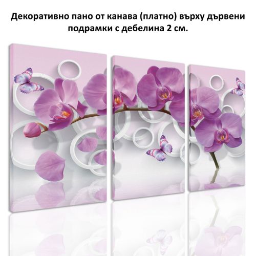 9013 Wall art decoration (set of 3 pieces) Purple orchids