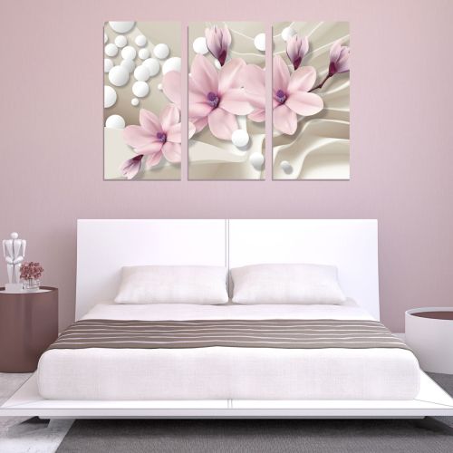 9026 Wall art decoration (set of 3 pieces) Magnolias and spheres