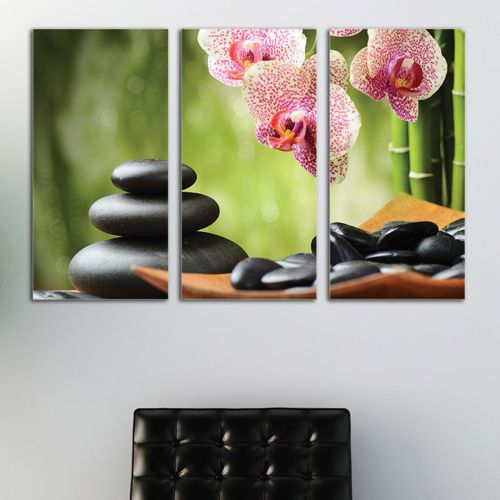 0120  Wall art decoration (set of 3 pieces) SPA stones and orchids