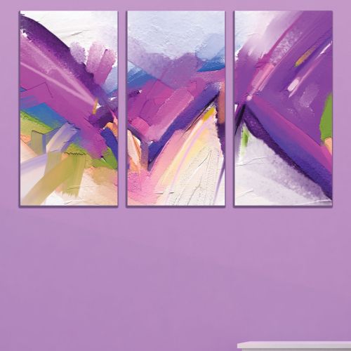 0760 Wall art decoration (set of 3 pieces) Abstraction in purple