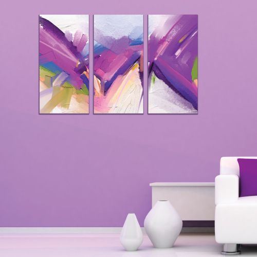 0760 Wall art decoration (set of 3 pieces) Abstraction in purple