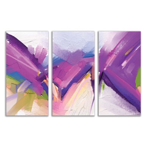 0760 Wall art decoration (set of 3 pieces) Abstraction in purple