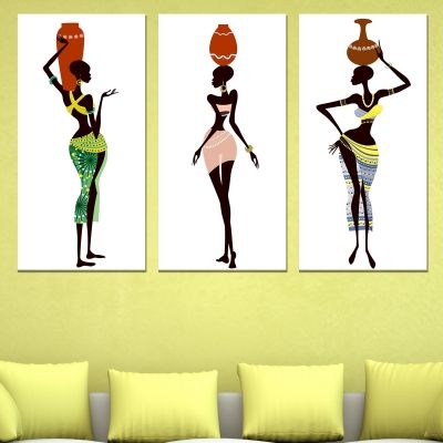 0195 Wall art decoration (set of 3 pieces) African women