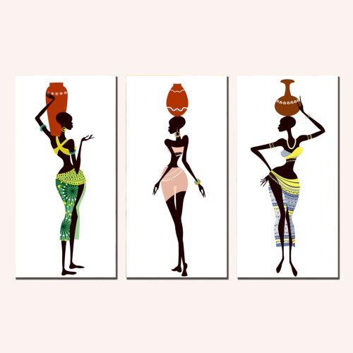 0195 Wall art decoration (set of 3 pieces) African women