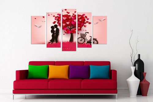 0771 Wall art decoration (set of 5 pieces) Love tree