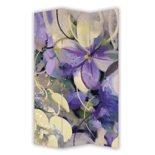 P0669 Decorative Screen Room divider Art flowers in purple and white (3,4,5 or 6 panels)