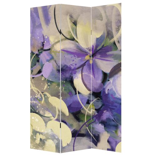 P0669 Decorative Screen Room divider Art flowers in purple and white (3,4,5 or 6 panels)