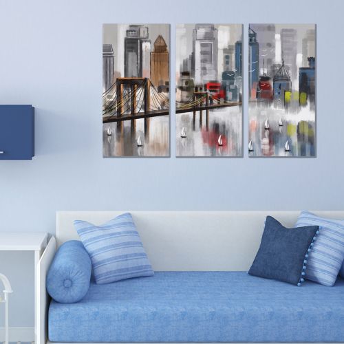 9073 Wall art decoration (set of 3 pieces) Abstract city