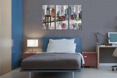 9073 Wall art decoration (set of 3 pieces) Abstract city