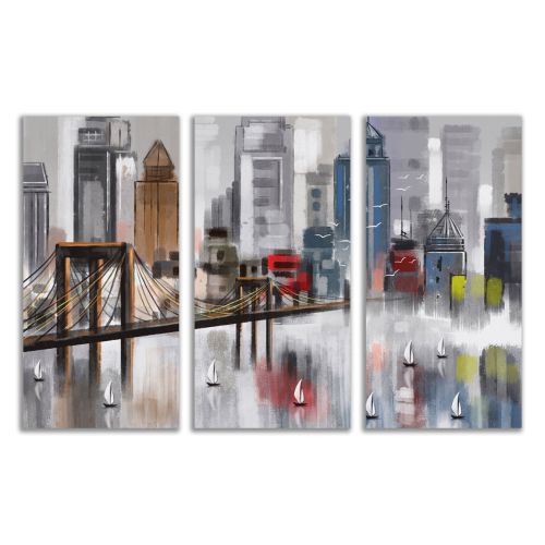 9073 Wall art decoration (set of 3 pieces) Abstract city