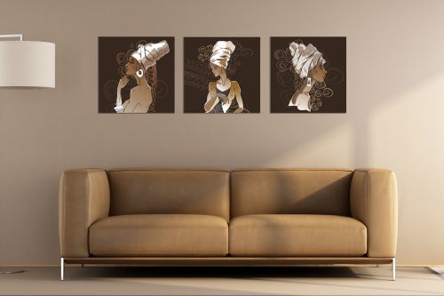 0784 Wall art decoration (set of 3 pieces) African woman