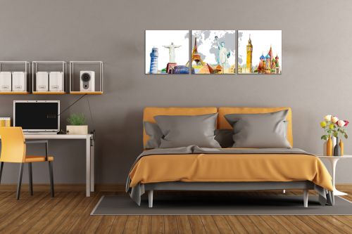 0786 Wall art decoration (set of 3 pieces) Famous landmarks 