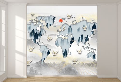 T9089 Wallpaper Abstract map of the world