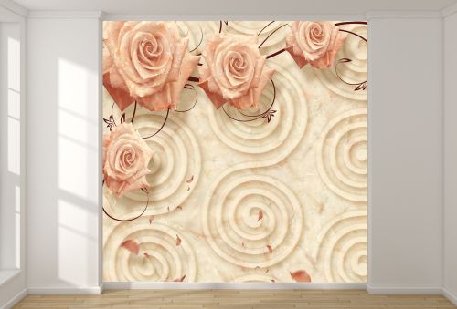 T9106 Wallpaper 3D Roses and spirals