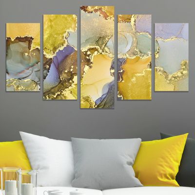 0791 Wall art decoration (set of 5 pieces) Abstraction in gold