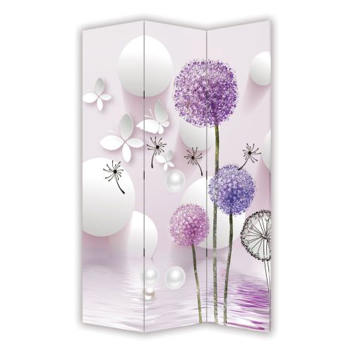 P9022 Decorative Screen Room divider Dandelions - white and purple (3,4,5 or 6 panels)