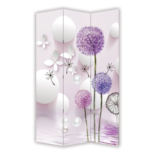 P9026 Decorative Screen Room divider Dandelions - white and purple (3,4,5 or 6 panels)