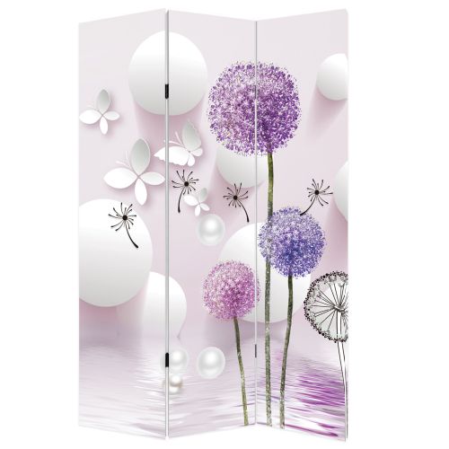P9026 Decorative Screen Room divider Dandelions - white and purple (3,4,5 or 6 panels)