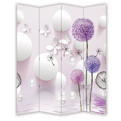 P9026 Decorative Screen Room divider Dandelions - white and purple (3,4,5 or 6 panels)