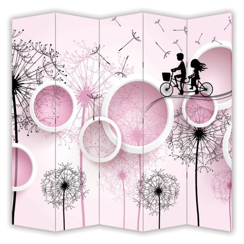 P9077 Decorative Screen Room divider Dandelions and circles (3,4,5 or 6 panels)