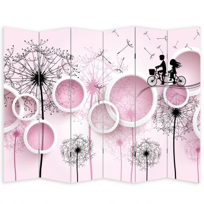 P9077 Decorative Screen Room divider Dandelions and circles (3,4,5 or 6 panels)