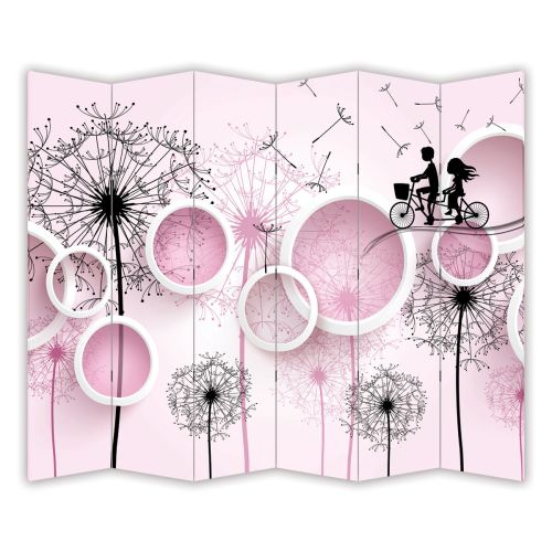 P9077 Decorative Screen Room divider Dandelions and circles (3,4,5 or 6 panels)