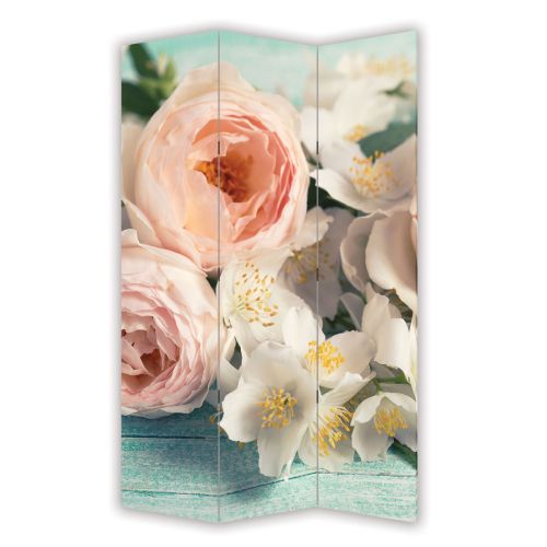 P0796 Decorative Screen Room divider  Vintage flowers in pastel colors (3,4,5 or 6 panels)