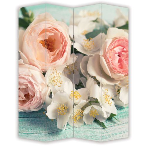 P0796 Decorative Screen Room divider  Vintage flowers in pastel colors (3,4,5 or 6 panels)