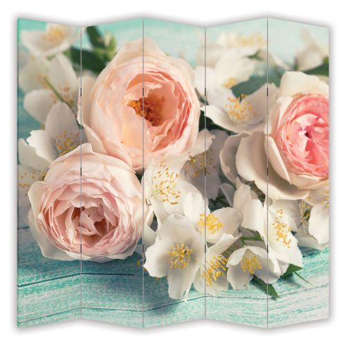 P0796 Decorative Screen Room divider  Vintage flowers in pastel colors (3,4,5 or 6 panels)