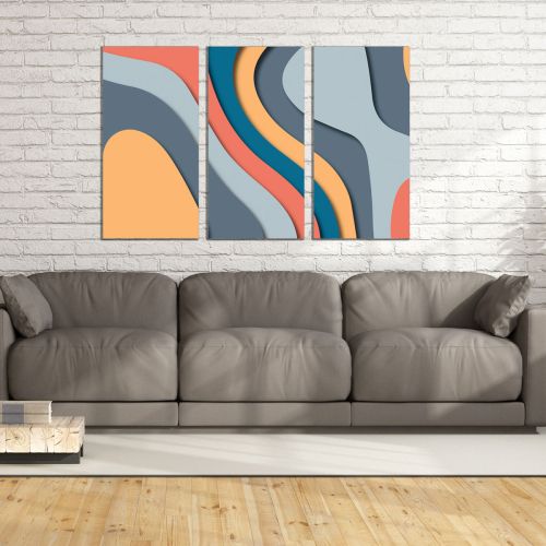 9109 Wall art decoration (set of 3 pieces) Abstraction in pastel colors