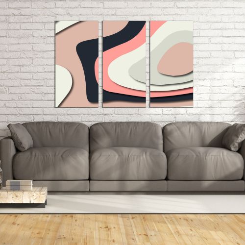 9111 Wall art decoration (set of 3 pieces) Abstraction in pastel pink