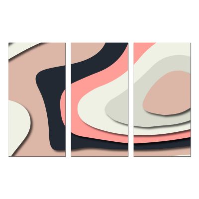 9111 Картина пано от 3 части Абстракция в пастелно розово