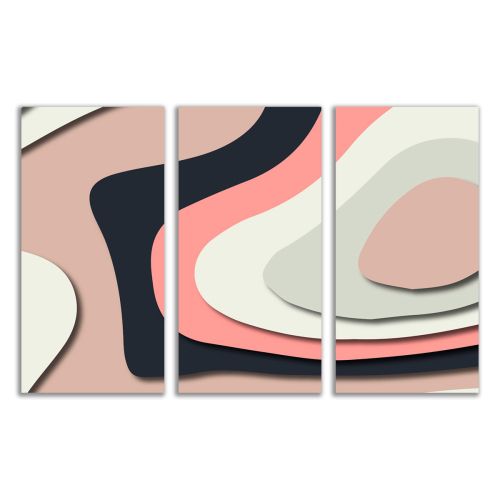 9111 Wall art decoration (set of 3 pieces) Abstraction in pastel pink